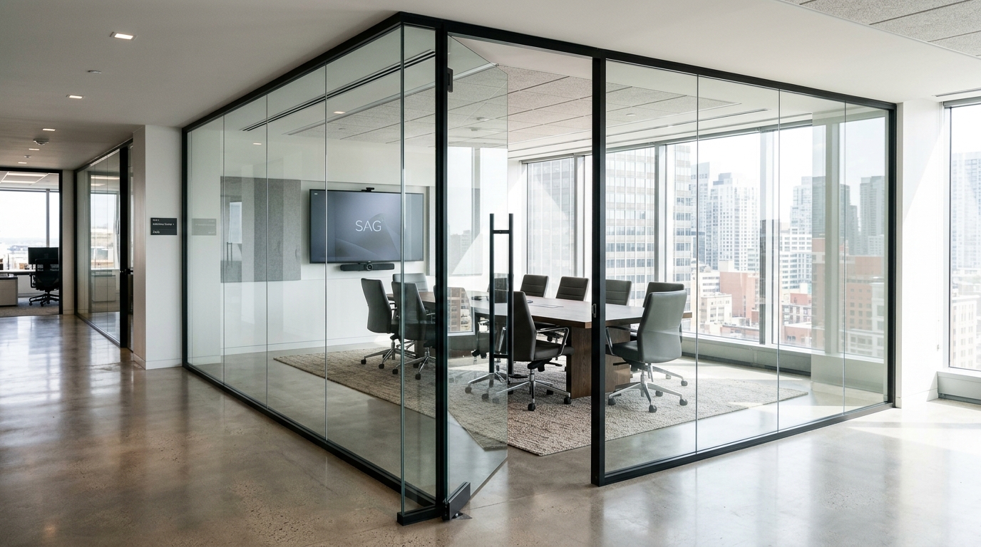 Toughened Glass Partition in BKC Santacruz, Mumbai - Bharat Sliding Window